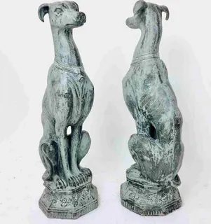 Paar Wachhunde, Gusseisen, lebensgroß, 20. Jahrhundert, Ansicht 6