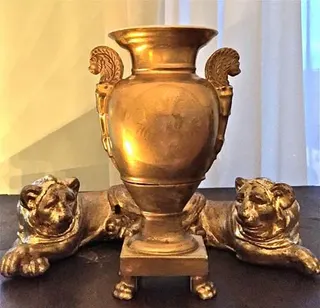 Empire-Amphorenvase, Porzellan mit Landschaftsmalerei und Vergoldung, Schlesien, Ansicht 6