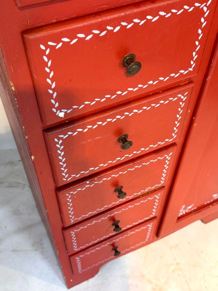 Kinderspind, schmaler Kleiderschrank, Nadelholz bemalt, deutsch um 1910, Ansicht 5