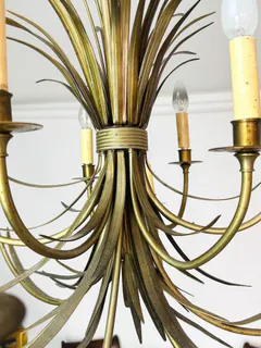 Großer Schilf-Kronleuchter von Maison Charles, Paris, 1960er Jahre, Ansicht 2