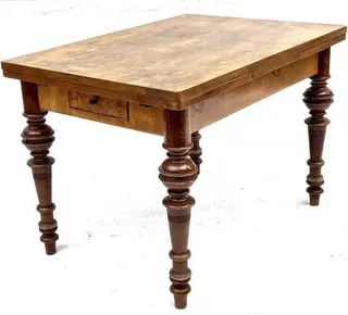 Gründerzeit-Ausziehtisch, Buche und Nussbaum, um 1880, Ansicht 1