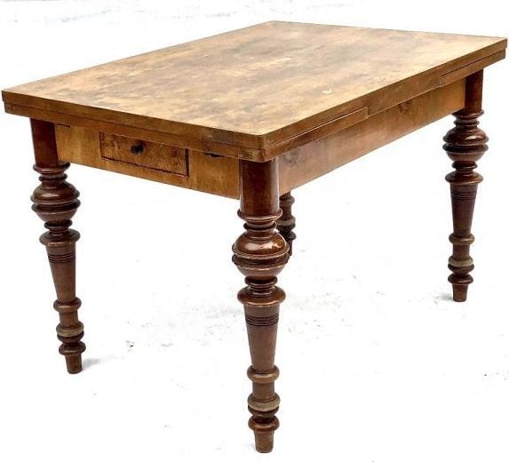 Gründerzeit-Ausziehtisch, Buche und Nussbaum, um 1880