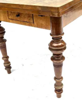 Gründerzeit-Ausziehtisch, Buche und Nussbaum, um 1880, Ansicht 3