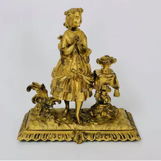 Biedermeier-Figur eines jungen Mädchens, Bronze vergoldet, Anfang 19. Jh., Ansicht 1