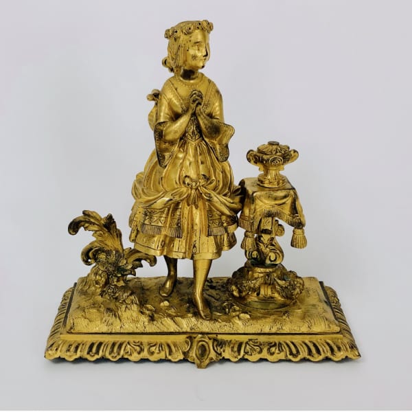 Biedermeier-Figur eines jungen Mädchens, Bronze vergoldet, Anfang 19. Jh.