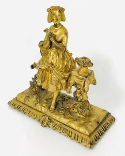 Biedermeier-Figur eines jungen Mädchens, Bronze vergoldet, Anfang 19. Jh., Ansicht 4