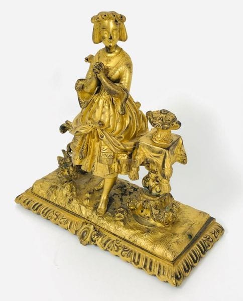 Biedermeier-Figur eines jungen Mädchens, Bronze vergoldet, Anfang 19. Jh., Ansicht 4