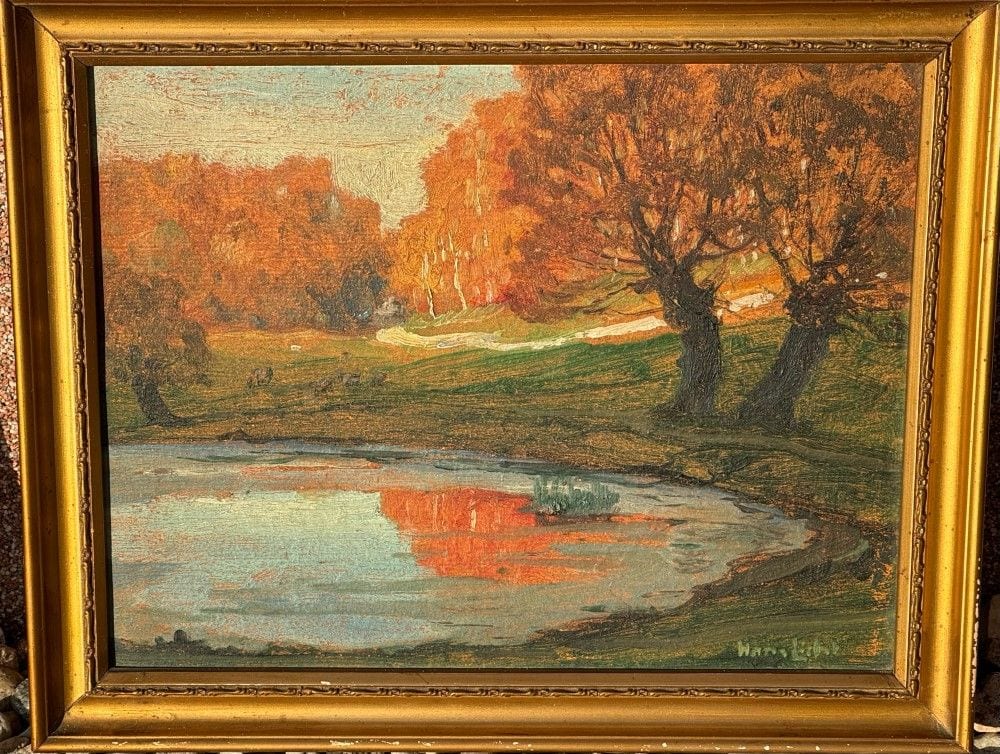 Hans Licht (1876 Berlin – 1935 Berlin-Charlottenburg), „Zwei herbstliche Weiden am Teich“, Ansicht 1