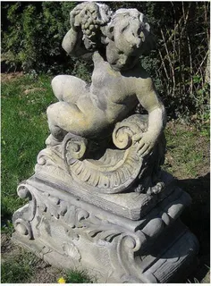 Große Figurengruppe aus Stein, Putti als Vier Jahreszeiten