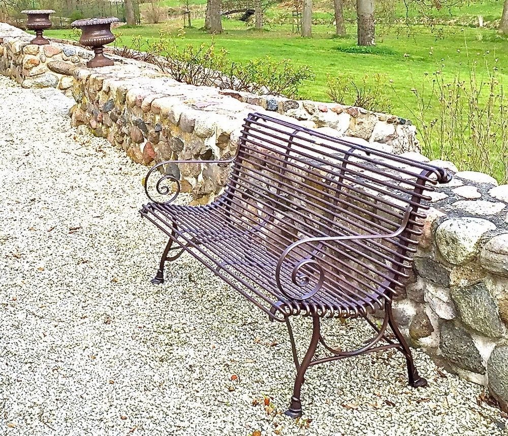 Französische Gartenbank SABOT, Zweisitzer, handgeschmiedet, Ansicht 3