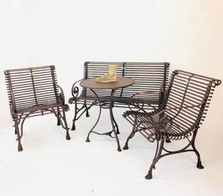 Französische Gartenbank SABOT, Zweisitzer, handgeschmiedet, Ansicht 4