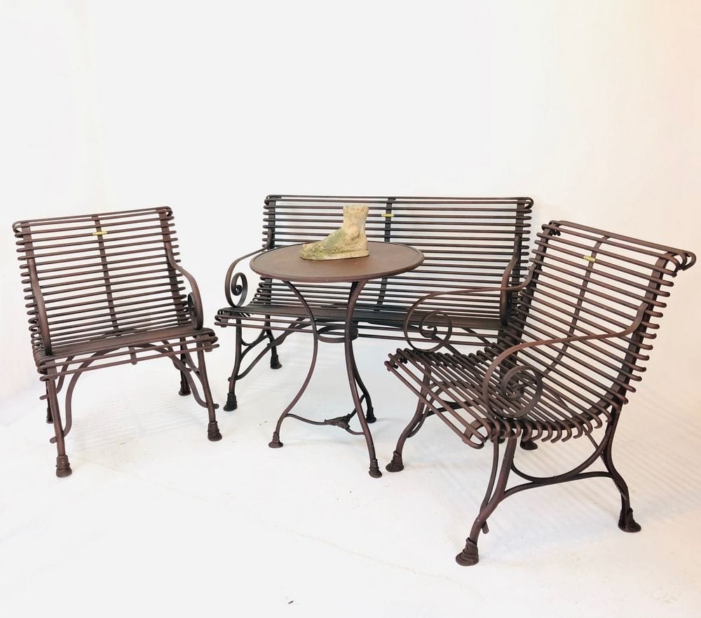 Französische Gartenbank SABOT, Zweisitzer, handgeschmiedet, Ansicht 4