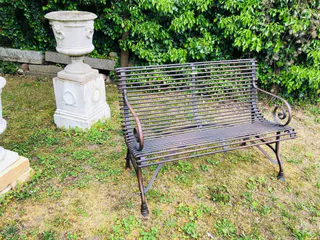 Französische Gartenbank SABOT, Zweisitzer, handgeschmiedet, Ansicht 5