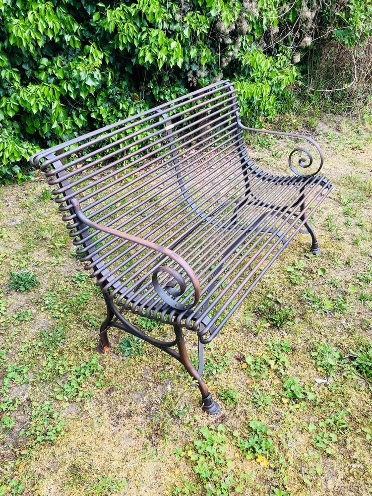 Französische Gartenbank SABOT, Zweisitzer, handgeschmiedet, Ansicht 6