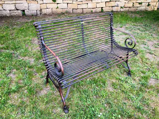 Französische Gartenbank SABOT, Zweisitzer, handgeschmiedet, Ansicht 8