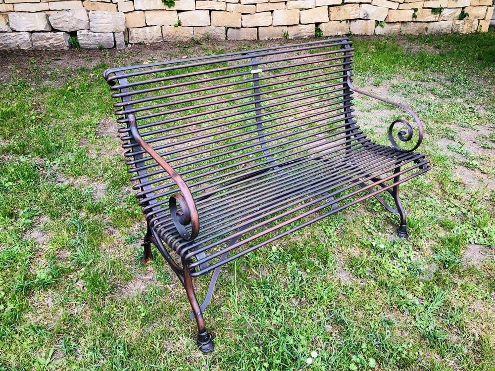 Französische Gartenbank SABOT, Zweisitzer, handgeschmiedet, Ansicht 8