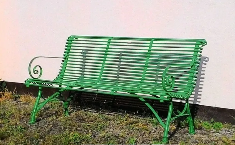 Französische Gartenbank SABOT, Zweisitzer, handgeschmiedet, Ansicht 9