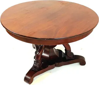 Biedermeier-Delphintisch, Salontisch, Mahagoni, Berlin, Mitte 19. Jh., Ansicht 1