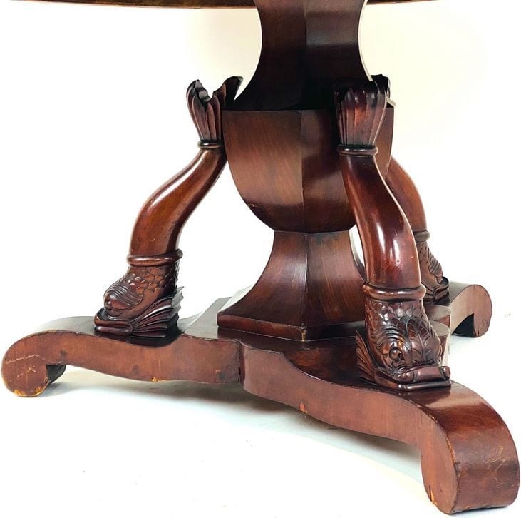 Biedermeier-Delphintisch, Salontisch, Mahagoni, Berlin, Mitte 19. Jh., Ansicht 2