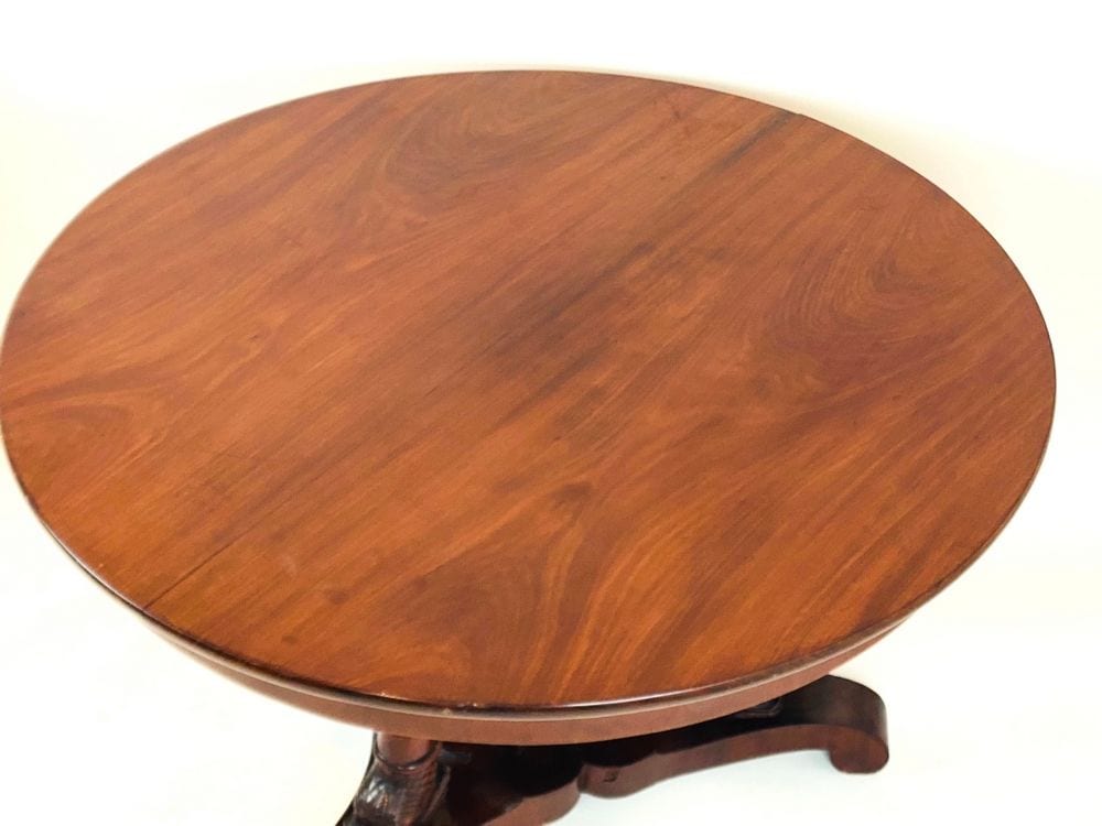 Biedermeier-Delphintisch, Salontisch, Mahagoni, Berlin, Mitte 19. Jh., Ansicht 3
