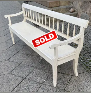 Biedermeier-Küchenbank, Nadelholz mit weißer Fassung, um 1830, Ansicht 2