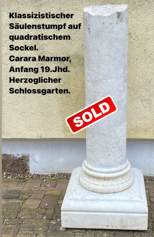 Klassizistischer Säulenstumpf, Carrara-Marmor, Anfang 19. Jh., aus herzoglichem Schlossgarten, Ansicht 10