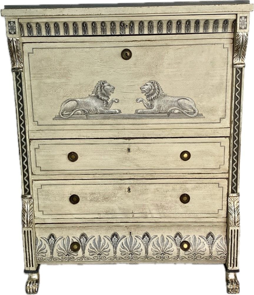 Empire-Sekretär mit farbiger Fassung und Illusionsmalerei, Frankreich 1810, Ansicht 2