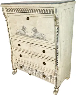 Empire-Sekretär mit farbiger Fassung und Illusionsmalerei, Frankreich 1810, Ansicht 9