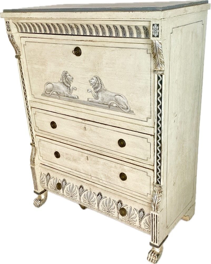 Empire-Sekretär mit farbiger Fassung und Illusionsmalerei, Frankreich 1810, Ansicht 9