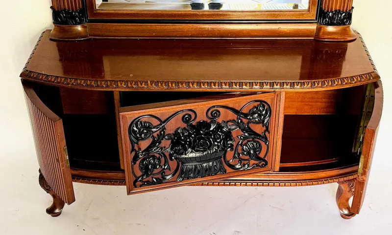 Große Spiegelkommode, Frisierkommode, Nussbaum, Art Déco, 1920er Jahre, Ansicht 6