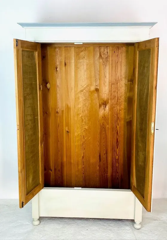 Gründerzeit-Kleiderschrank, weiß-grau gefasst, um 1880, Ansicht 6