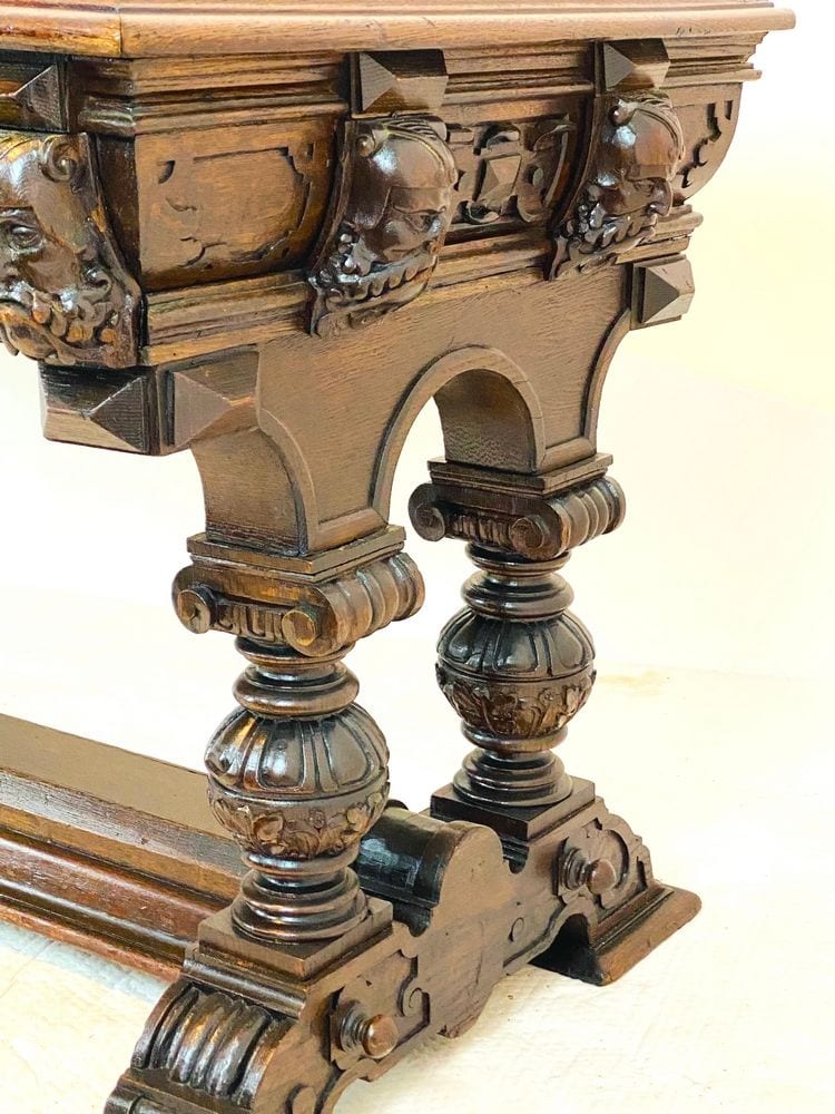 Großer Gründerzeit-Schreibtisch, Eiche, deutsch um 1880, Ansicht 4