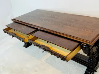 Großer Gründerzeit-Schreibtisch, Eiche, deutsch um 1880, Ansicht 5