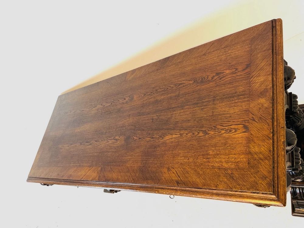 Großer Gründerzeit-Schreibtisch, Eiche, deutsch um 1880, Ansicht 6