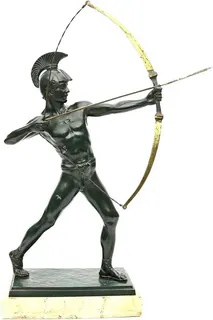 Griechischer Bogenschütze, Galvanoplastik auf Marmorsockel, Ende 19. Jh.