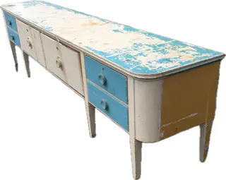 Lange Anrichte, Objektmöbel, Nadelholz, Frankreich, 1950er Jahre, Ansicht 1