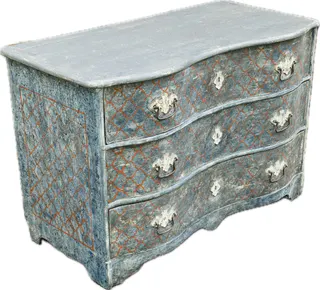 Barockkommode mit blauer Fassung, gustavianisch, 18. Jh., Ansicht 1
