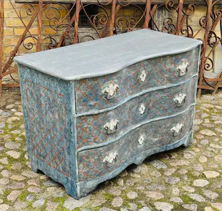 Barockkommode mit blauer Fassung, gustavianisch, 18. Jh., Ansicht 2