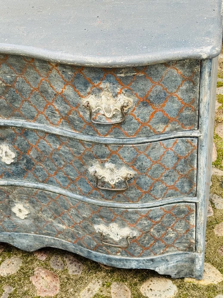 Barockkommode mit blauer Fassung, gustavianisch, 18. Jh., Ansicht 3