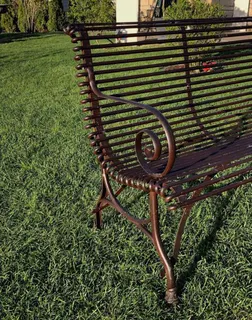 Französische Gartenbank SABOT, Dreisitzer, handgeschmiedet, Ansicht 3