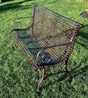 Französische Gartenbank SABOT, Dreisitzer, handgeschmiedet, Ansicht 5
