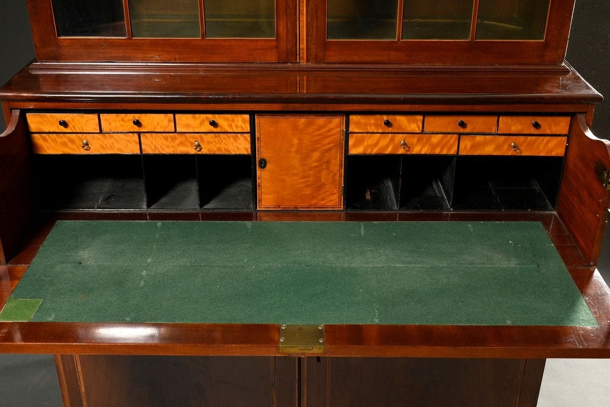 Viktorianischer Schreibschrank mit Aufsatzvitrine, Mahagoni, England, Ende 19. Jh., Ansicht 8