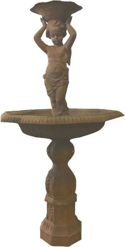 Etagen-Springbrunnen aus Gusseisen mit Engelsfigur