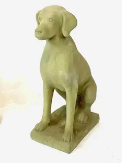 Paar Hundefiguren, Sandsteinguss, als Türwächter, Ansicht 5