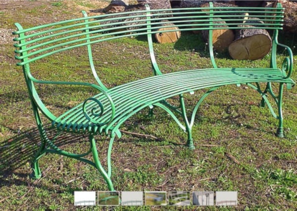 Französische Gartenbank SABOT, gebogen, handgeschmiedet, Ansicht 2