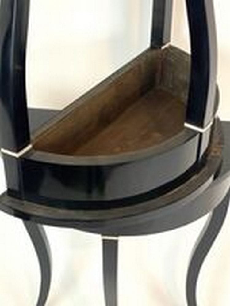 Paar Biedermeier-Demi-Lune-Tischchen, ebonisiert, schellackpoliert, Ansicht 6