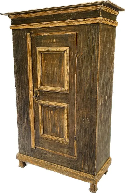 Eintüriger Bauernschrank, Barock, mit farbiger Fassung, 18. Jahrhundert, Ansicht 5
