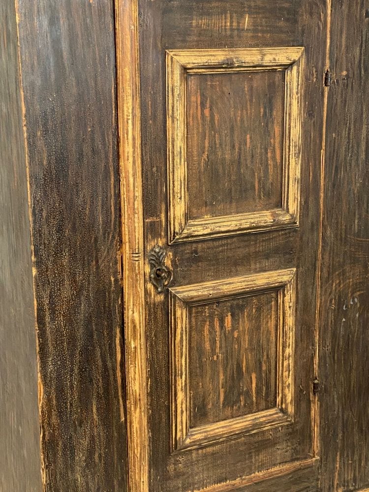 Eintüriger Bauernschrank, Barock, mit farbiger Fassung, 18. Jahrhundert, Ansicht 6