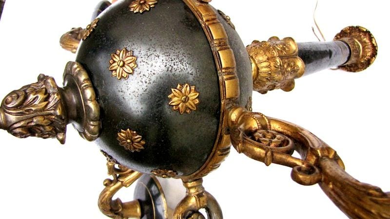 Französische Deckenlampe im Empire-Stil, Bronze, sechsflammig, Ansicht 4