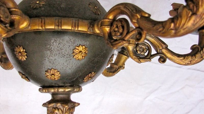 Französische Deckenlampe im Empire-Stil, Bronze, sechsflammig, Ansicht 5